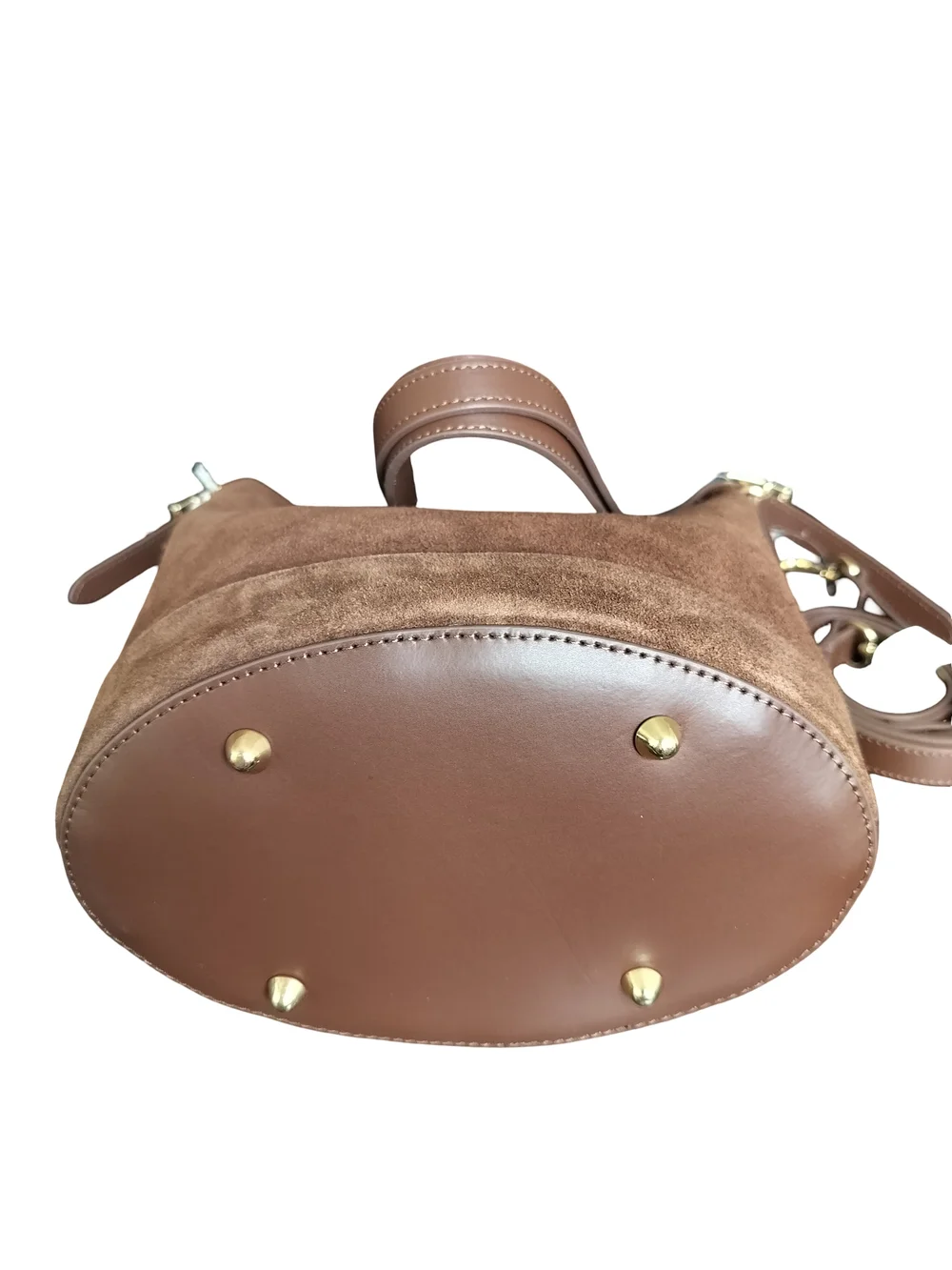 Italian Brown Suede Bucket Bag - Women NWT - Picture 4 of 7